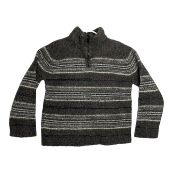 Zegna Sport wool sweater high neck & 1/4 zip gray & cream size small - Picture 1 of 12